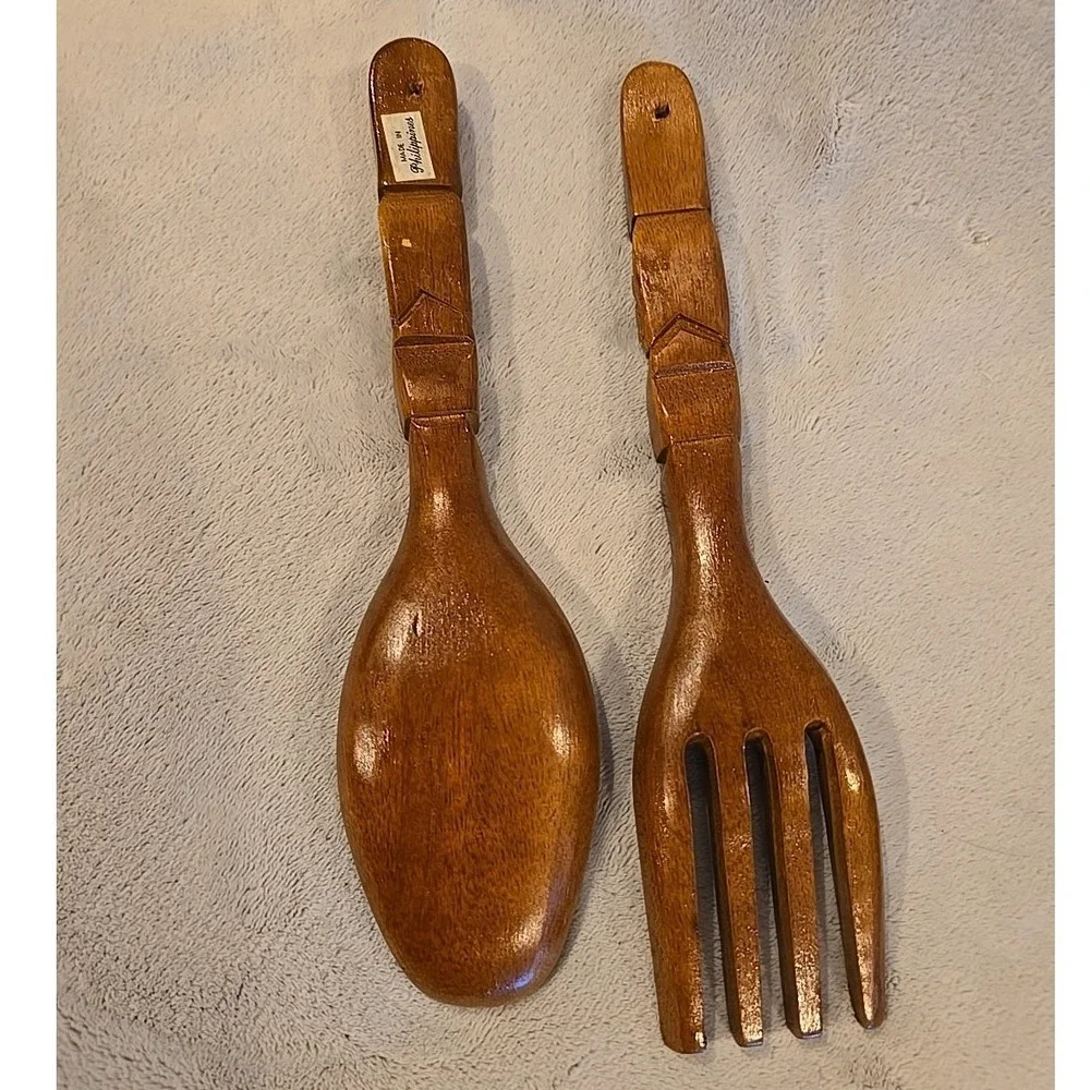 Vintage Wooden Tiki‎ Spoon And Fork